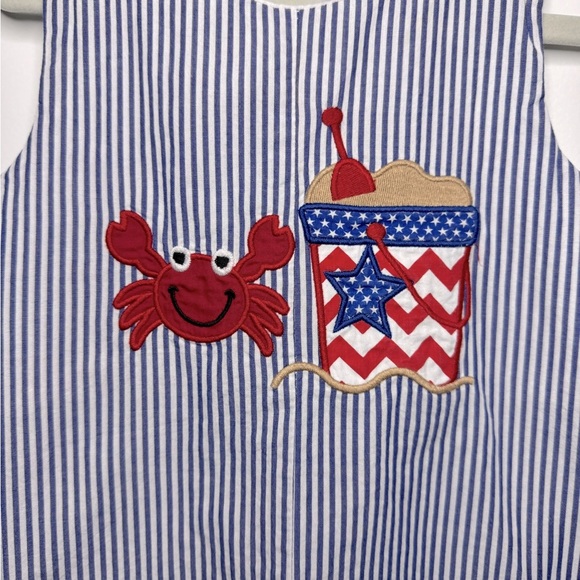 Lil Cactus Seersucker Crab Shortall Size 12-18M - Picture 4 of 5
